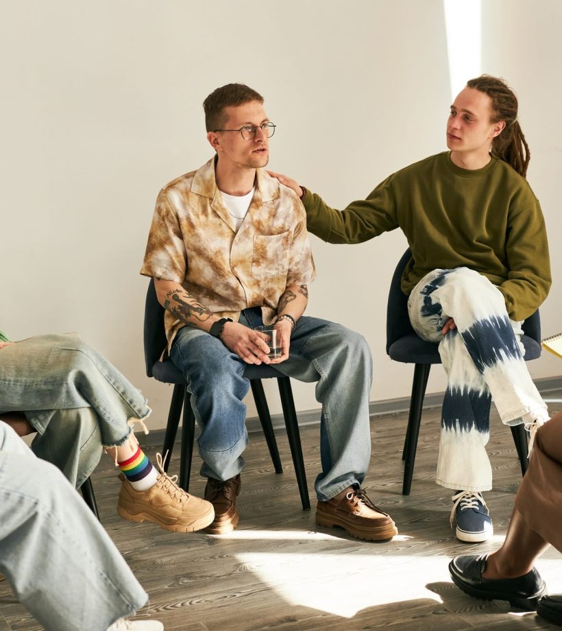 Group Therapy Session with Diverse Individuals Participating